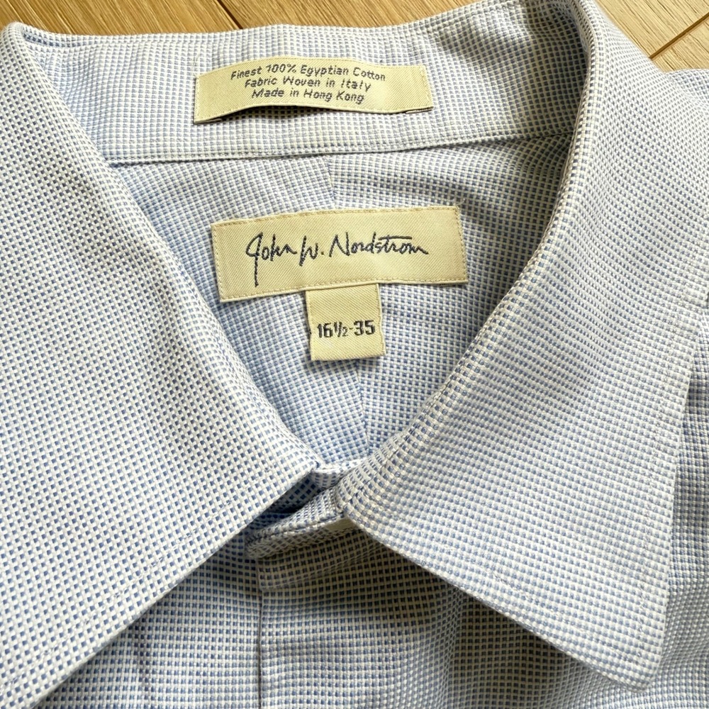 M6 John W. Nordstrom Mini Print Button Down Long Sleeve Cotton Shirt Pocket - Picture 7 of 7